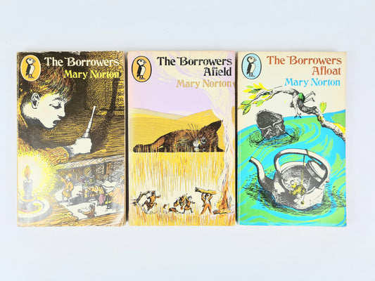 The Borrowers by Mary Norton. Set of three vintage puffin books