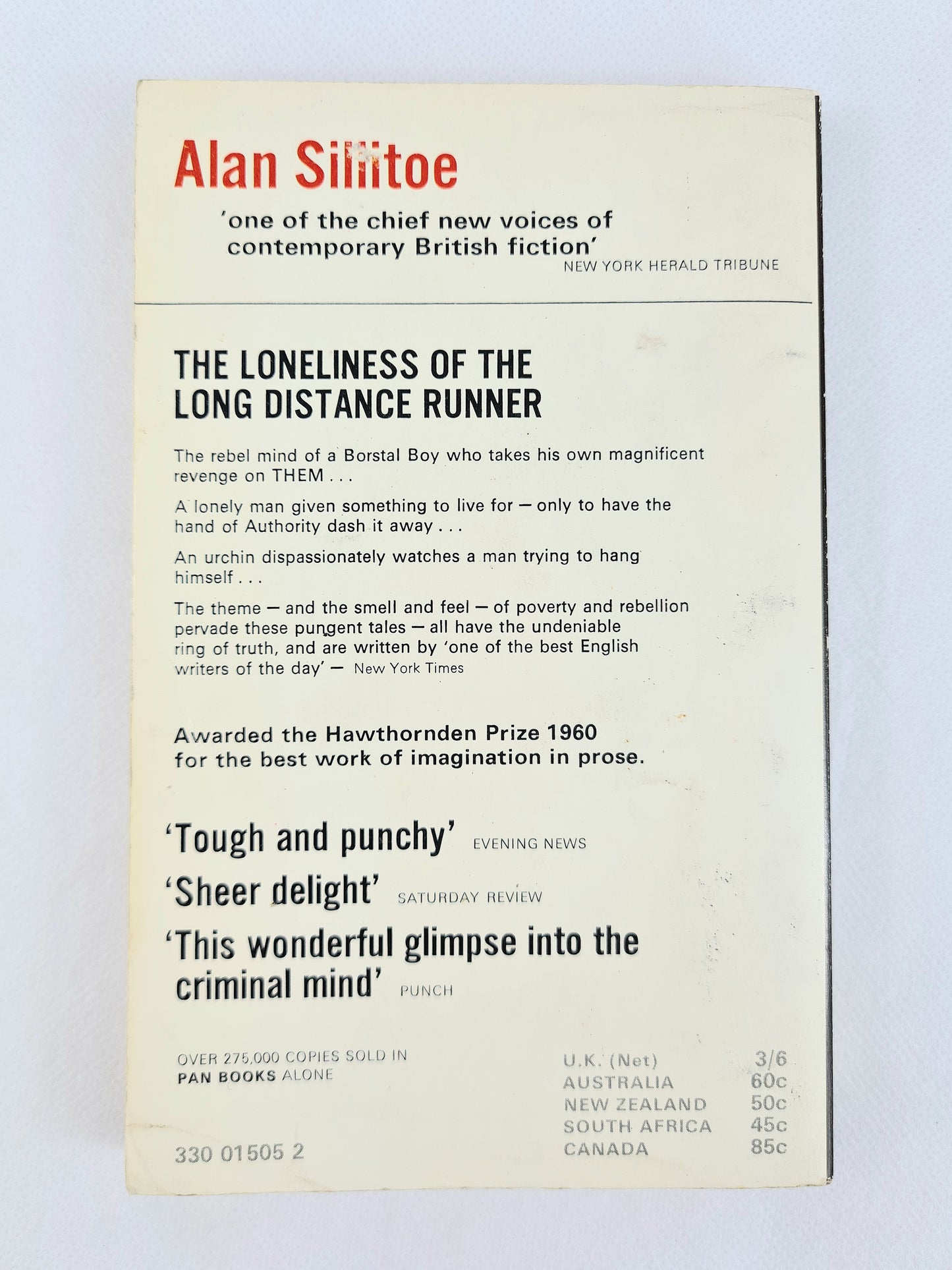 The Loneliness Of The Long Distance Runner by Alan Sillitoe. Vintage Pan books. Paperback