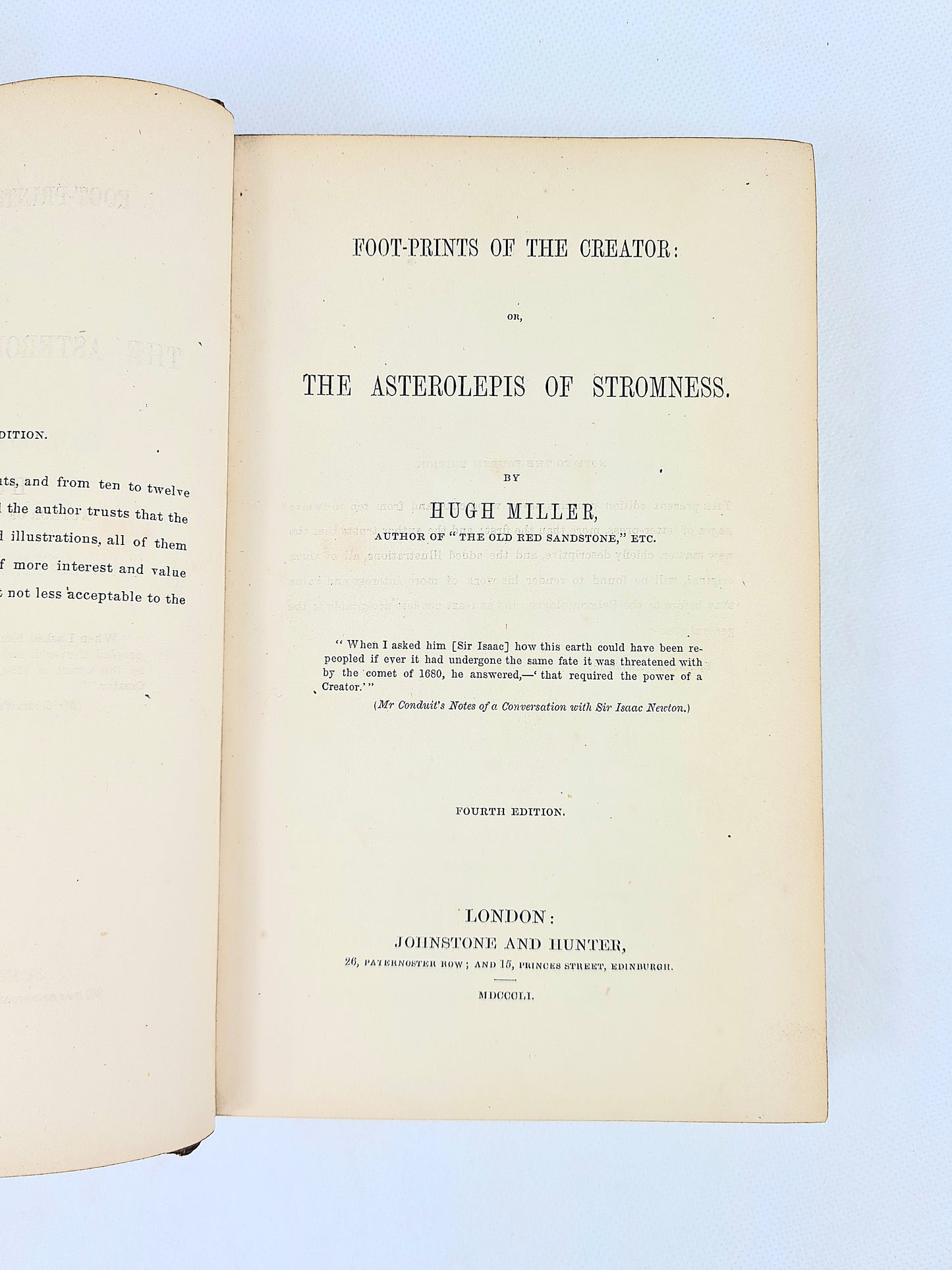 Foot Prints of The Creator, or The Asterolepsis Of Stromness by Hugh Miller. Early edition 1851. Antique book.