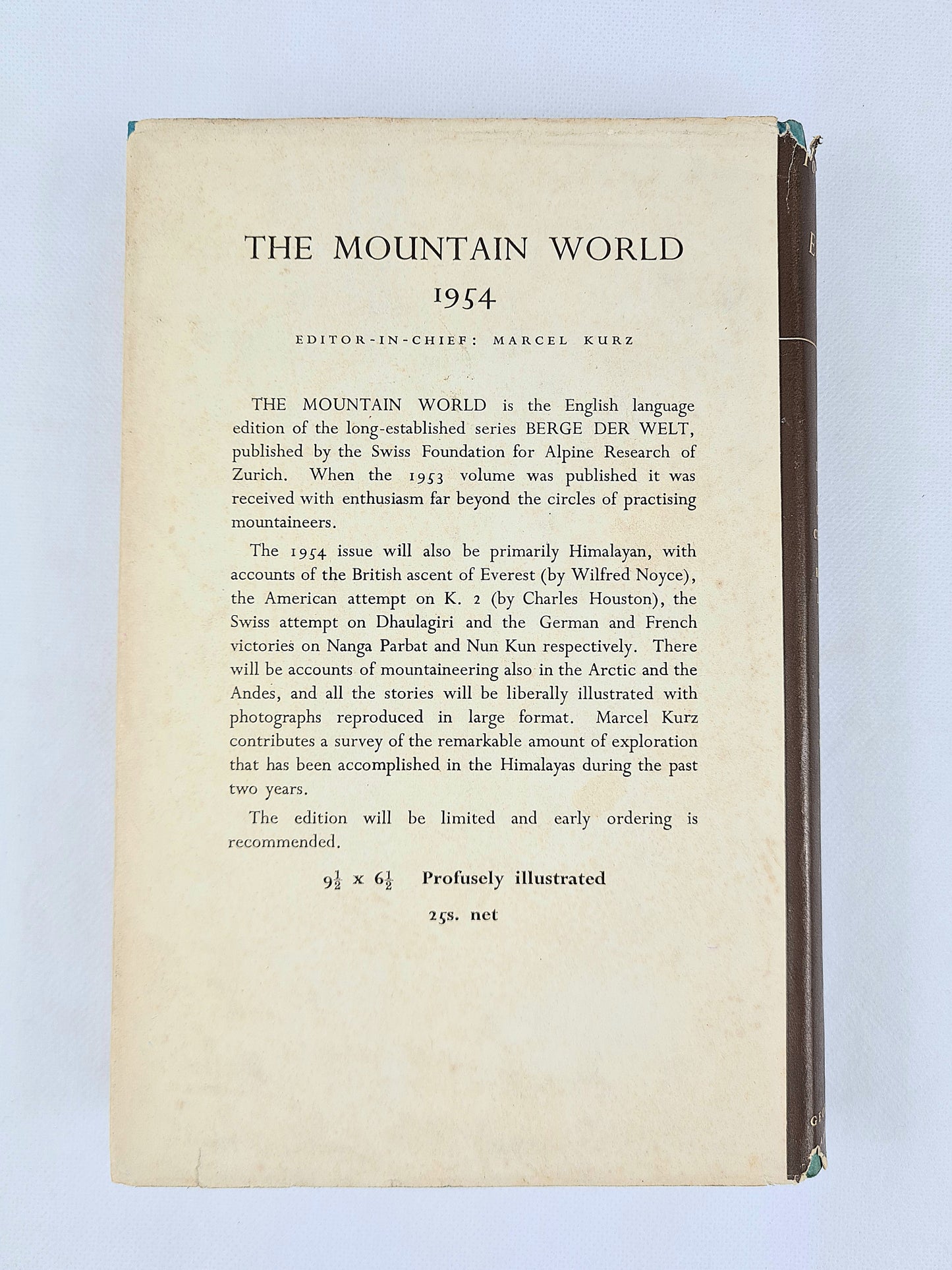 Forerunners to Everest. The story of the two Swiss expeditions of 1952. Vintage hardback book