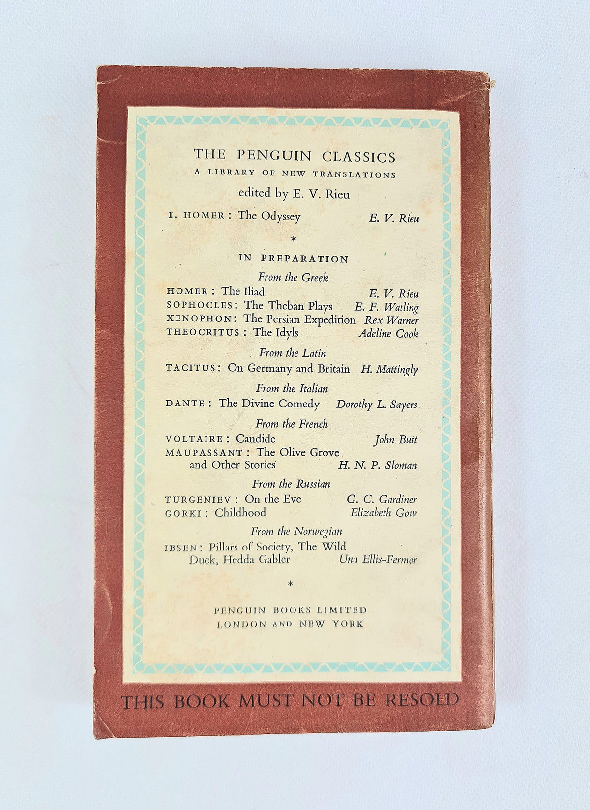 The Odyssey – Homer (Penguin Classics Services Edition, c.1946)