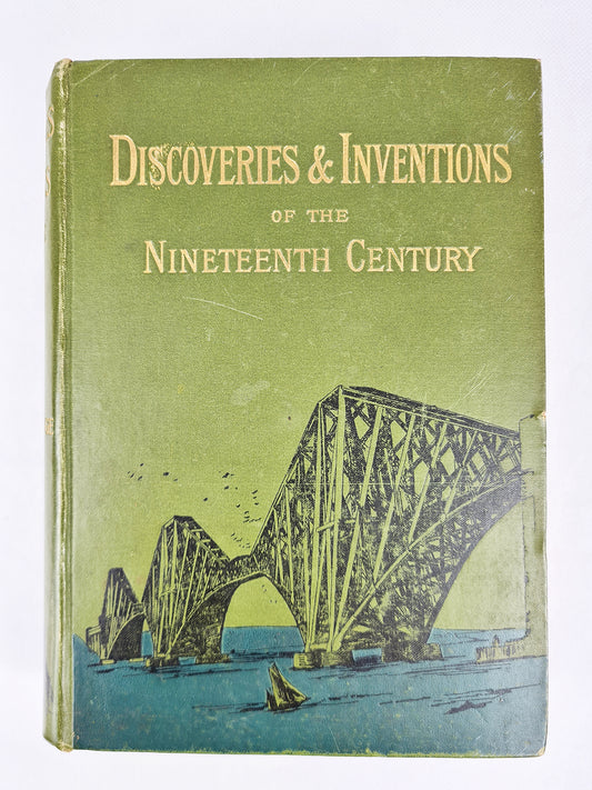 Green antique book of Discoveries of the Nineteenth Century. 