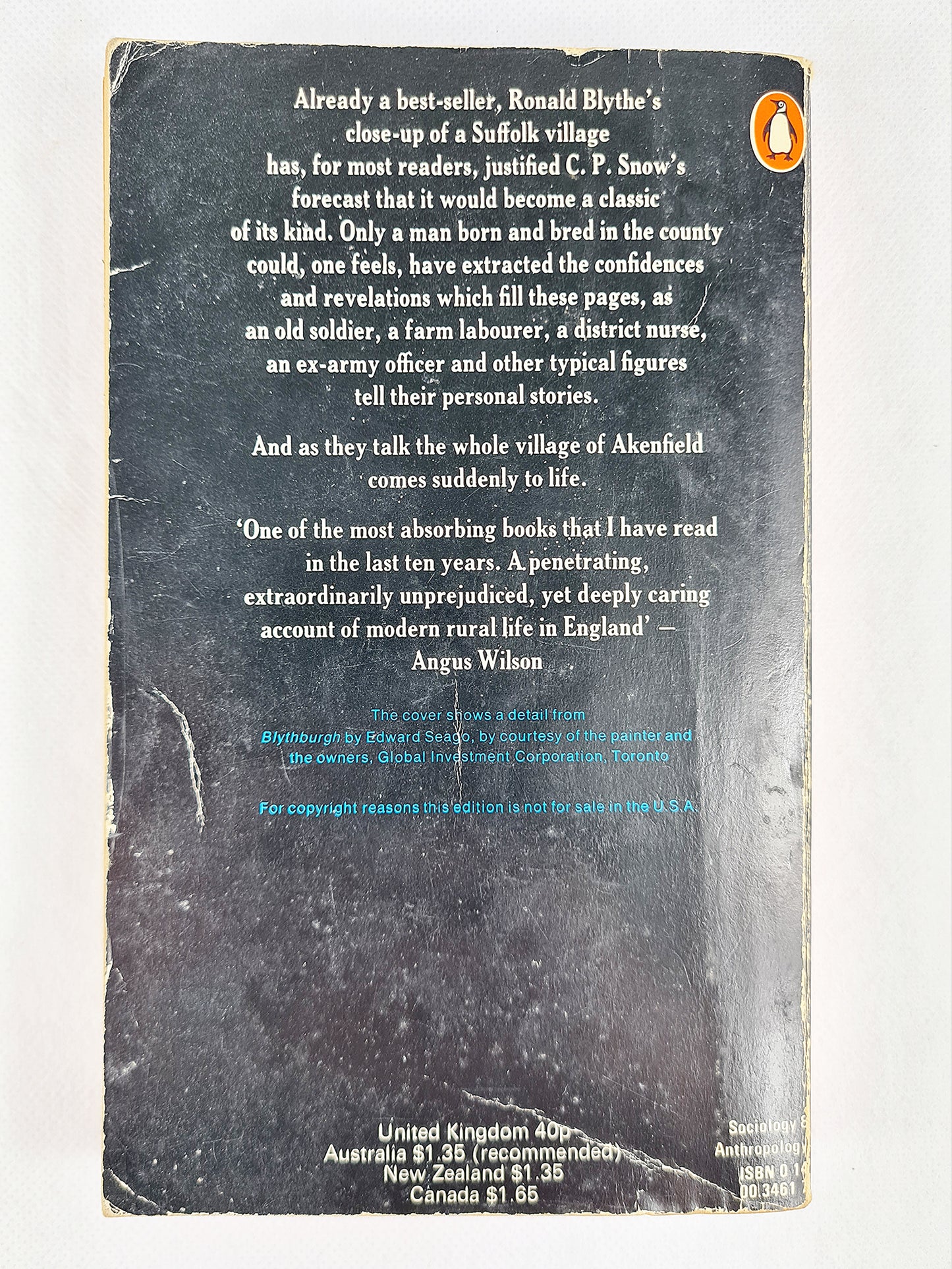Akenfeld, Ronald Blythe's famous portrait of an English village. Penguin books 1973