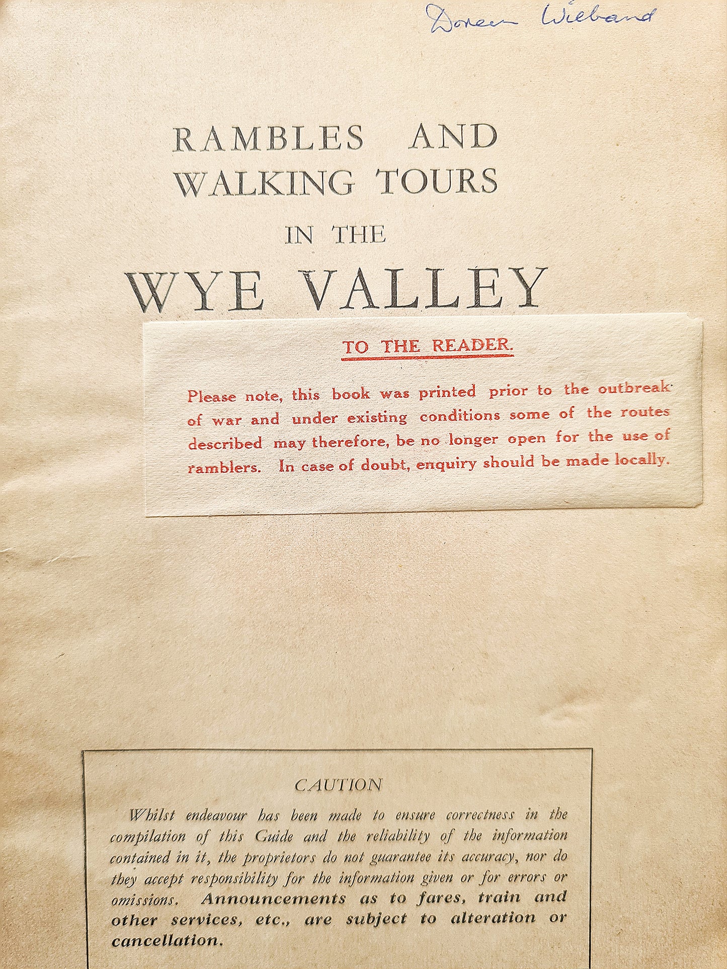 Rambles And Walking Tours in the Wye Valley by Hugh E. Page. Vintage travel guide