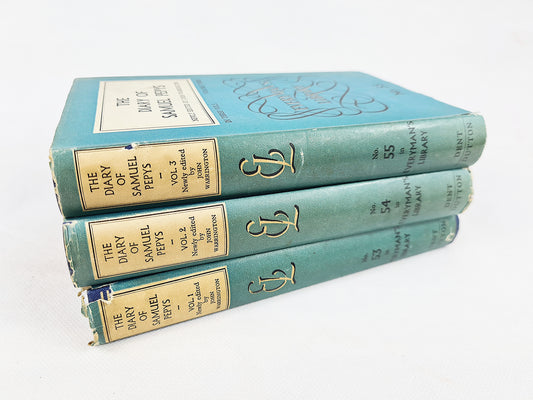 Three vintage books, the diary of samuel pepys 
