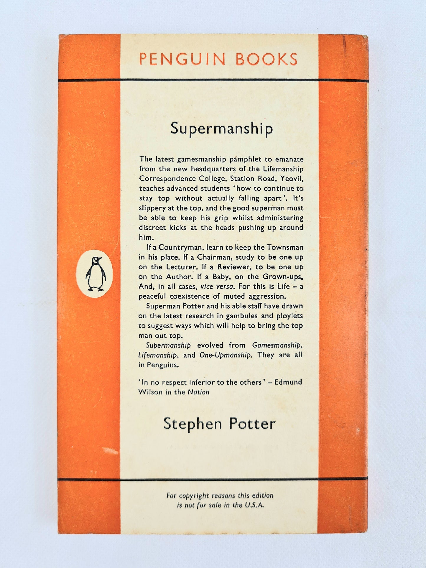 Supermanship by Stephen Potter. Vintage orange Penguin Book