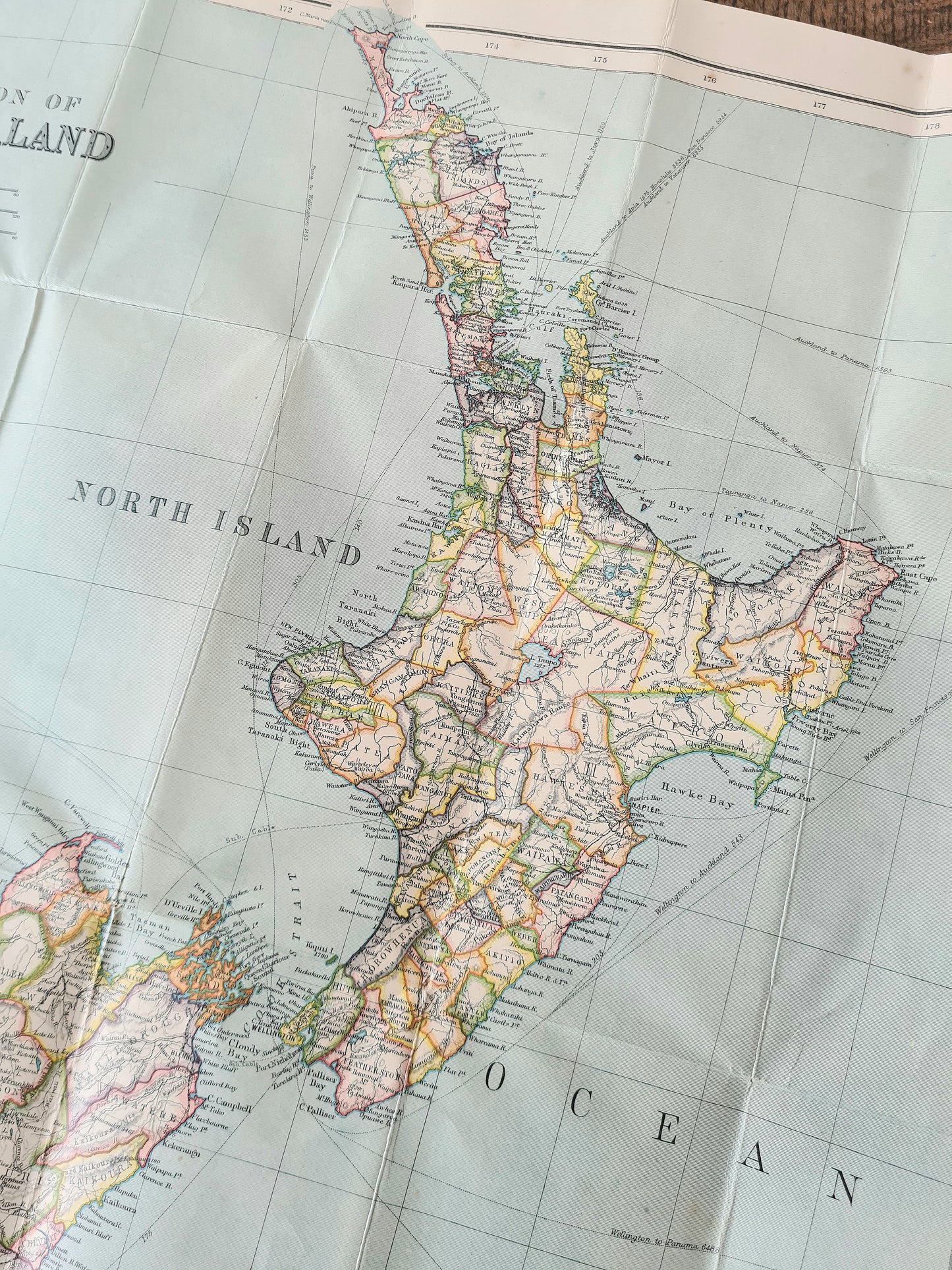 New Zealand - Antique Folding Map. Philips maps