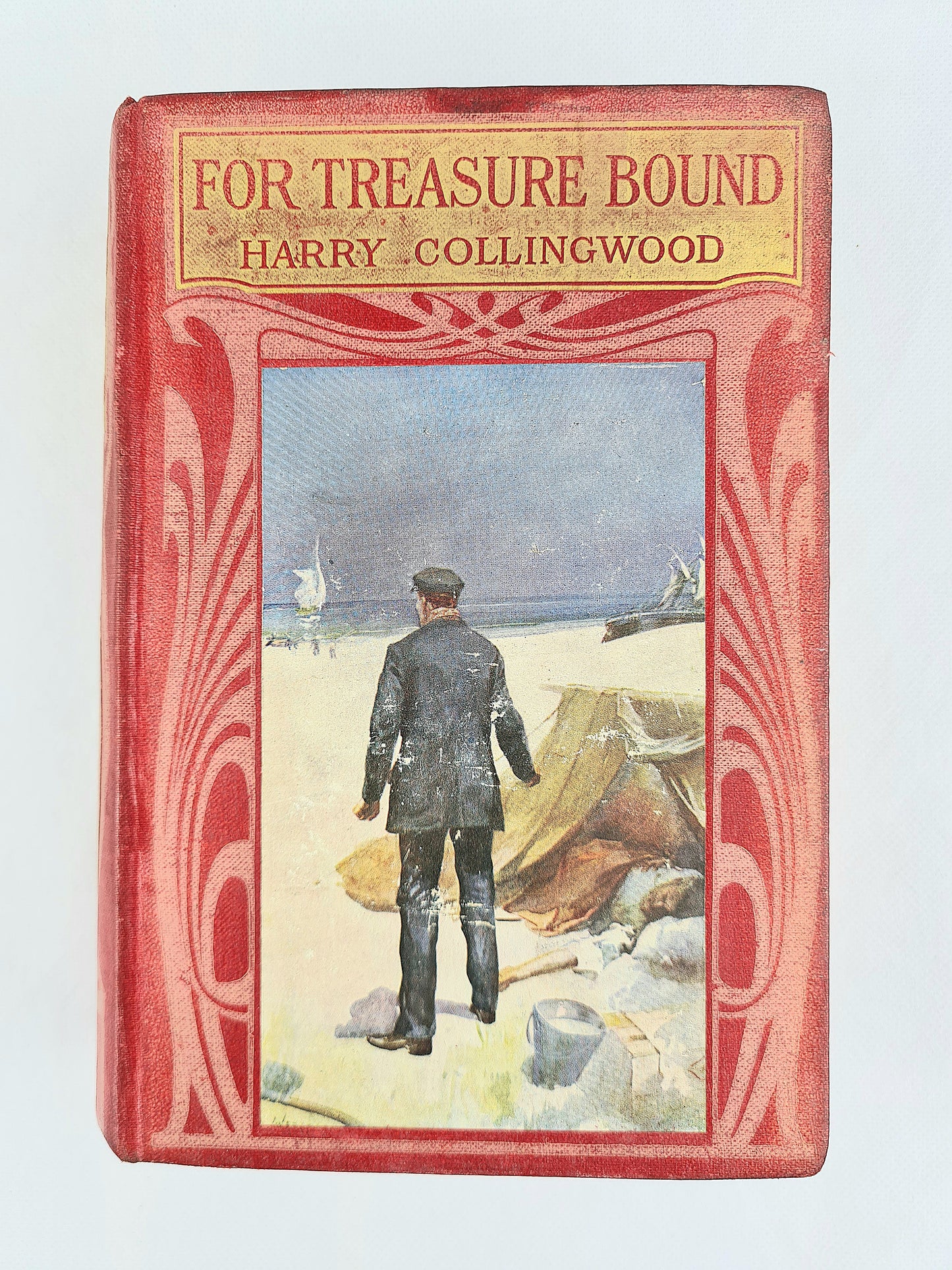 For Treasure Bound by Harry Collingwood. Decorative antique book 1910