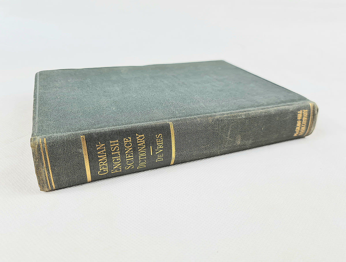 German Science Book German-English Science Dictionary by Louis De Vries. Vintage science b ...