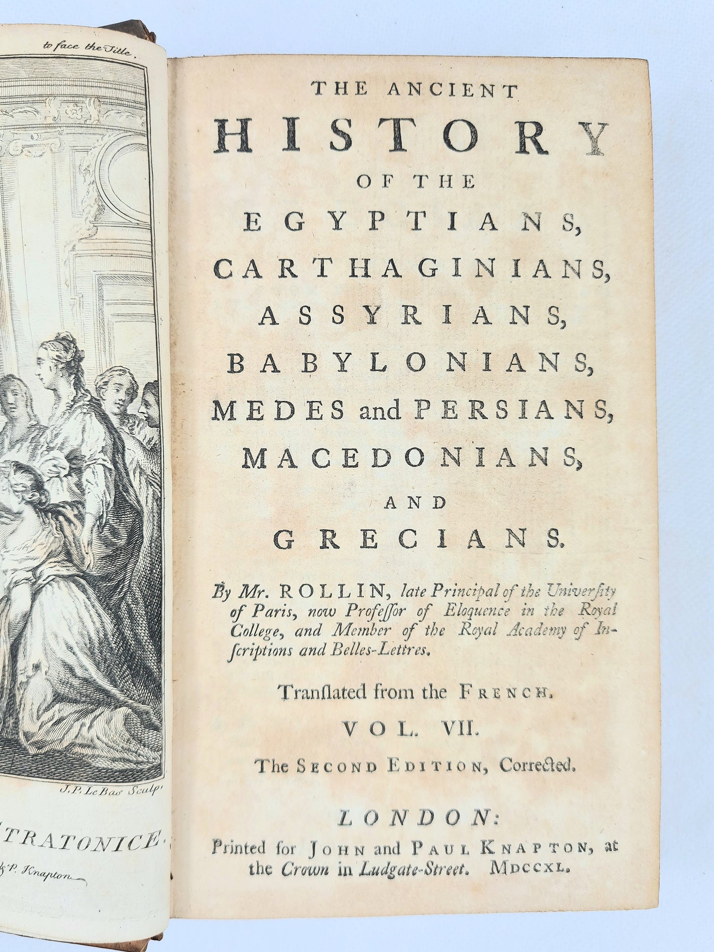 The History of the Egyptians, Carthaginians, Assyrians, Babylonians, Medes, Persians, Macedonians, and Grecians. Antique book 1740