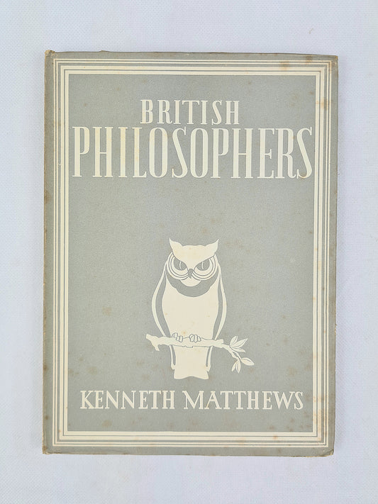 Book cover of 'British Philosophers' by Kenneth Matthews with an owl illustration on a white background.