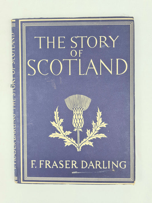 Rear cover of The Story of Scotland, 1942 Britain in Pictures volume, showing the series title list and wear at the edges.