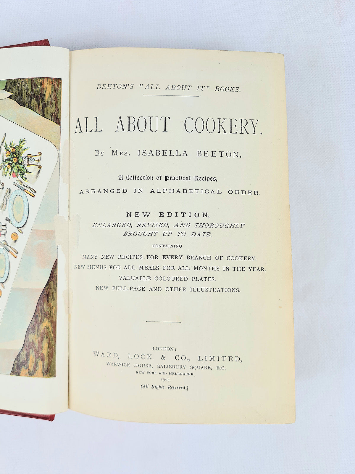 Mrs Beeton's All About Cookery. 1905. Antique cookery book