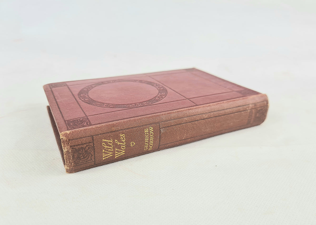 Antique red book on a white background. Wild Wales by George Borrow