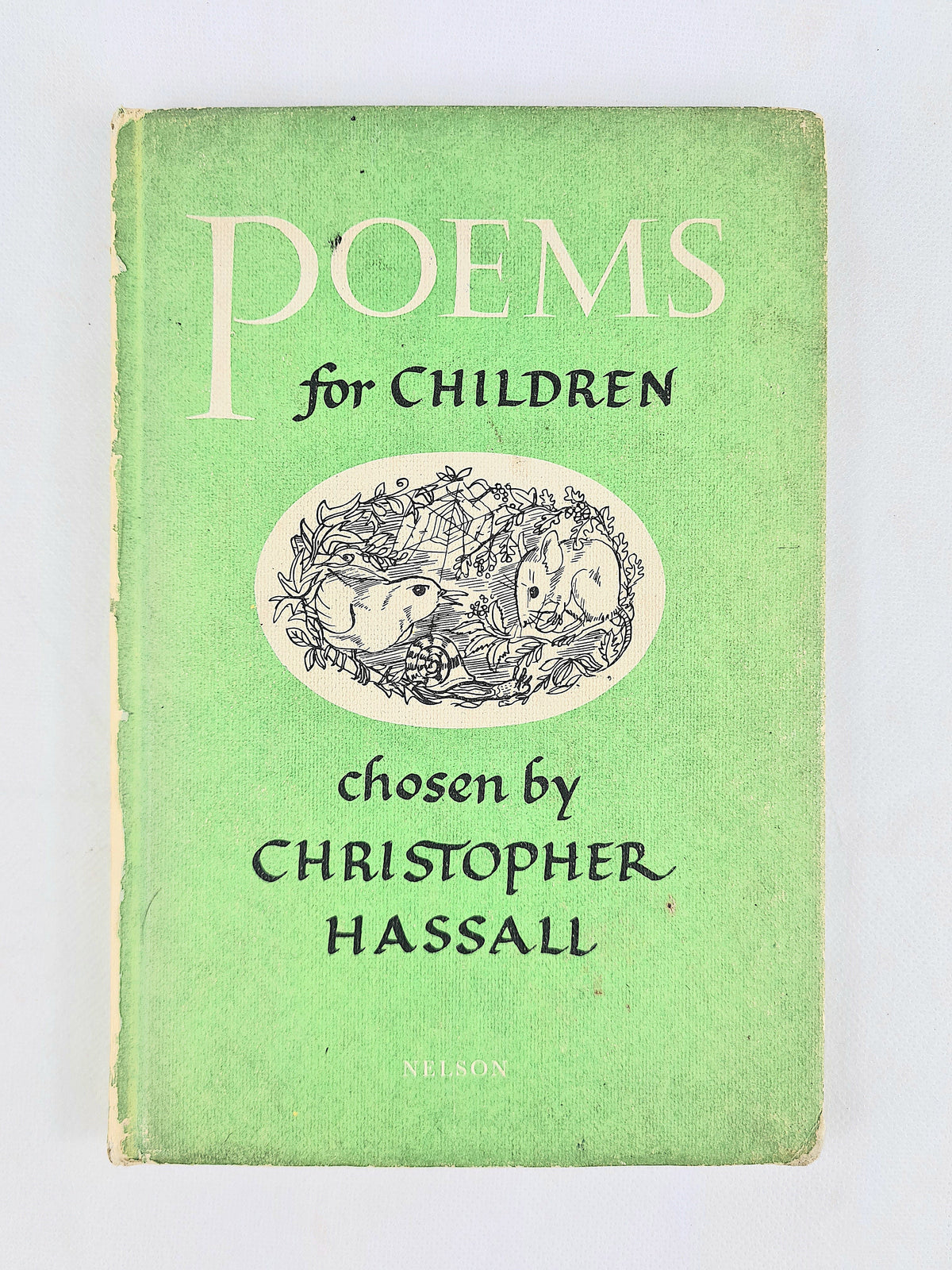 Green vintage poetry book for children