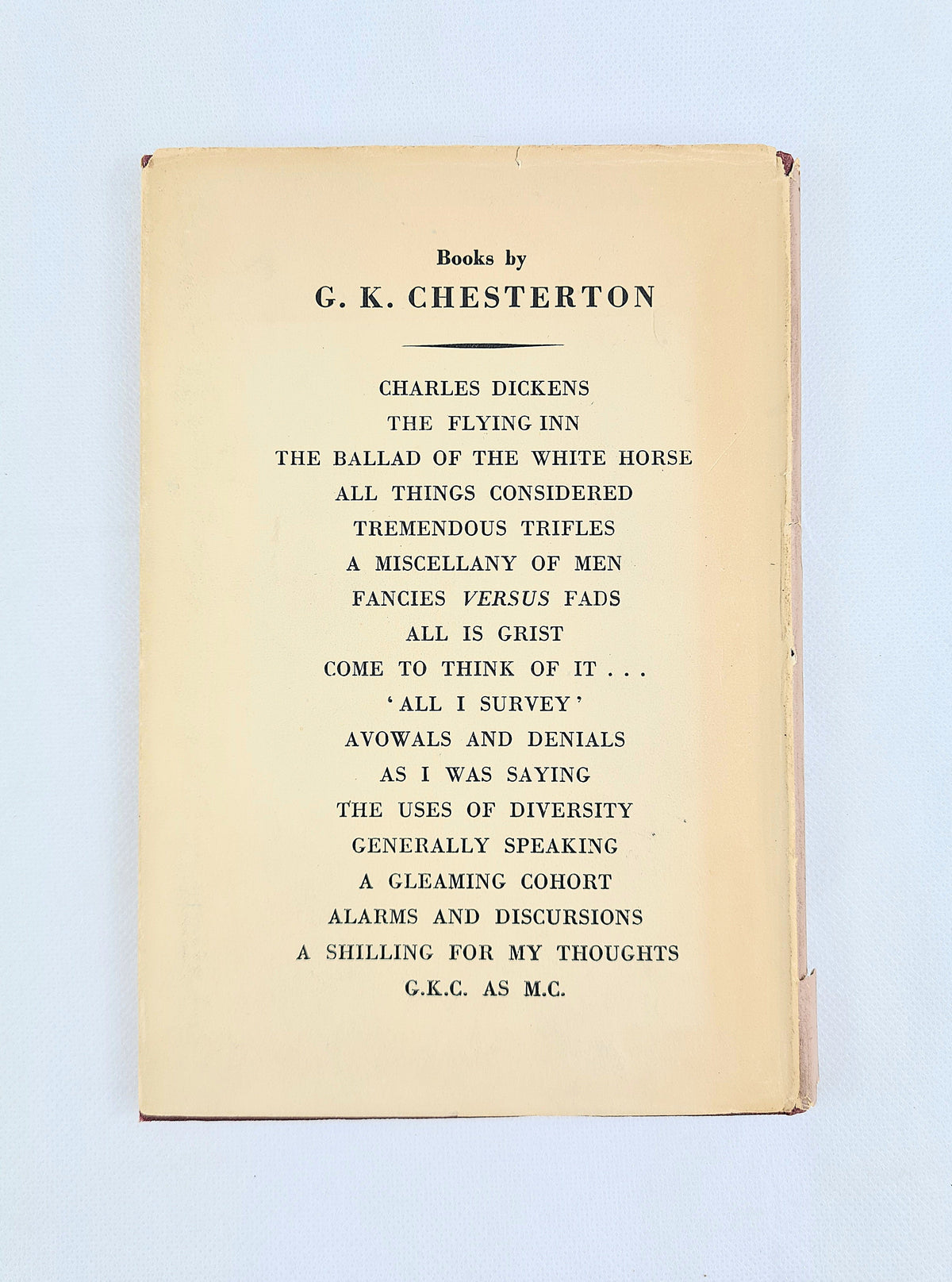Wine, Water and Song by G. K. Chesterton – 1946 Hardback Poetry book with Original Dust Jacket