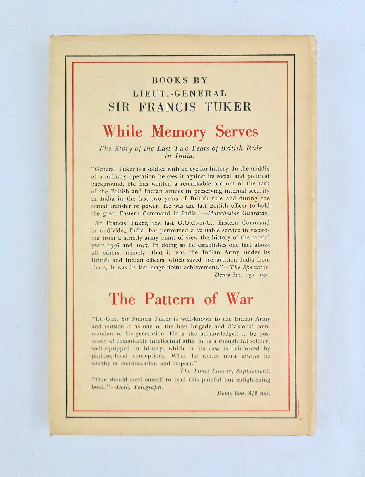 The Chronicle of Private Henry Metcalfe – 1953 Hardback – Edited by Sir Francis Tuker