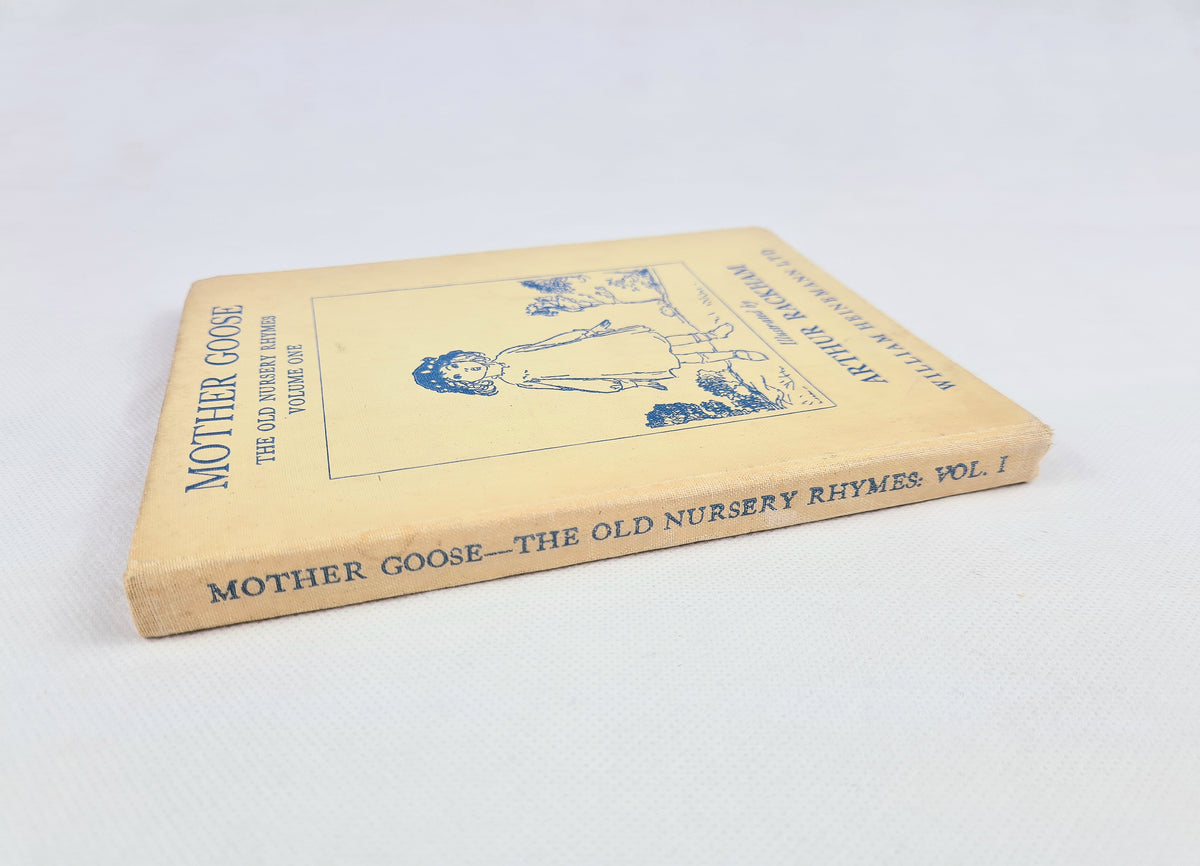 Angled view of the spine of Mother Goose: The Old Nursery Rhymes Vol. I, 1952 hardback