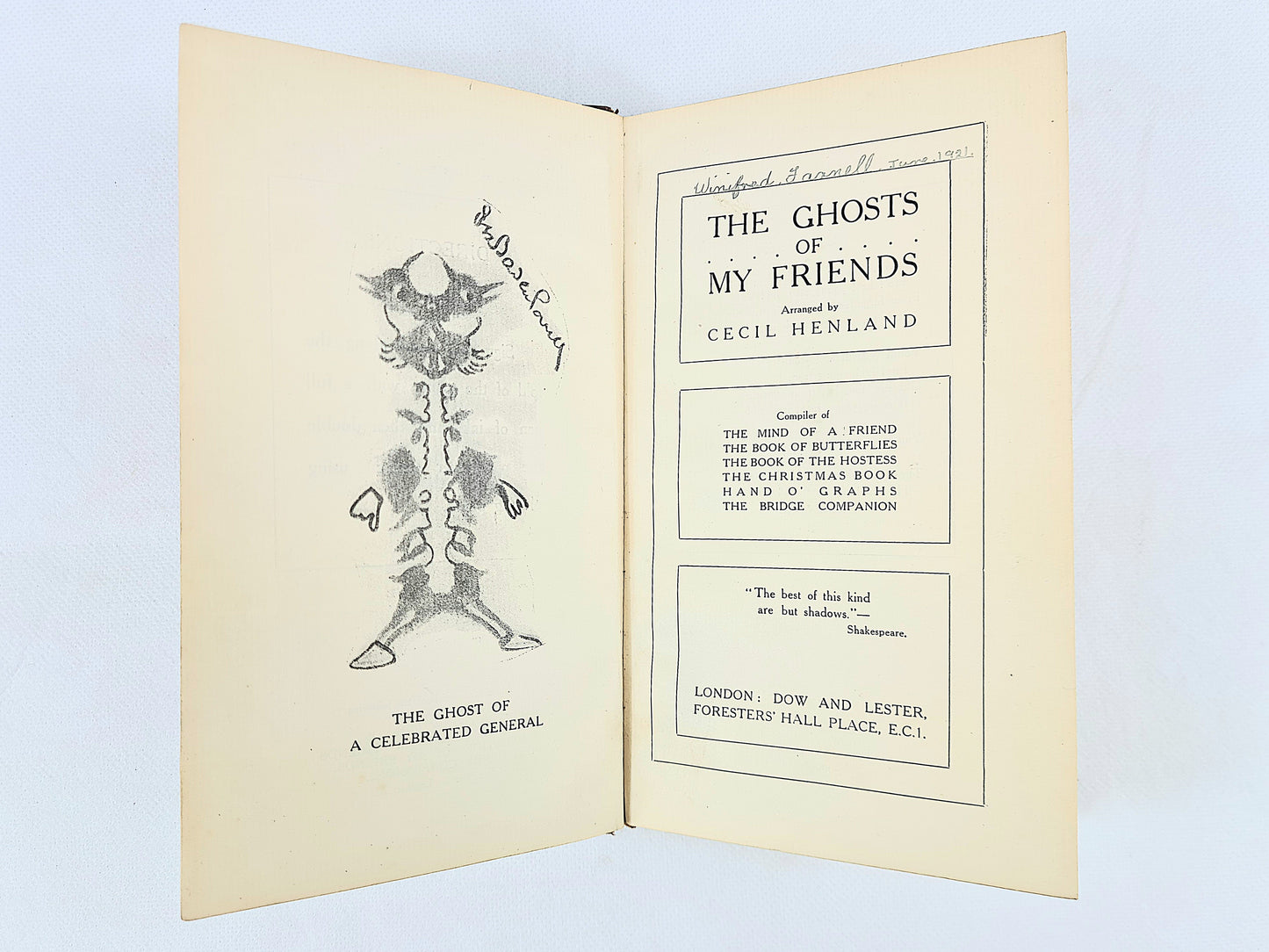 The Ghosts of My Friends by Cecil Henland. Antique book.